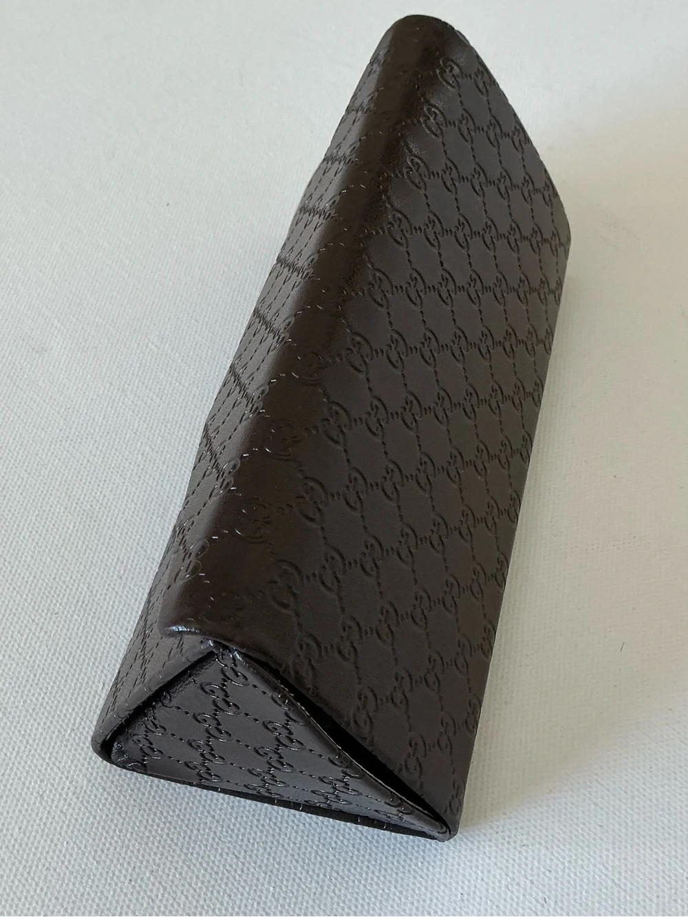 Gucci Brown Micro GG Embossed Folding Eyeglasses Sunglasses Hard Case